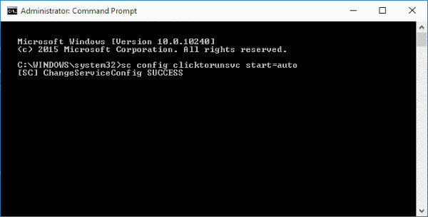 Thông báo ChangeServiceConfig SUCCESS
