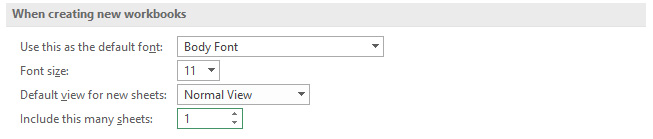 Thiết lập số trang tính mới mặc định trong Excel