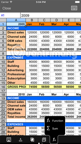 Ứng dụng đọc file Excel trên iPhone/iPad