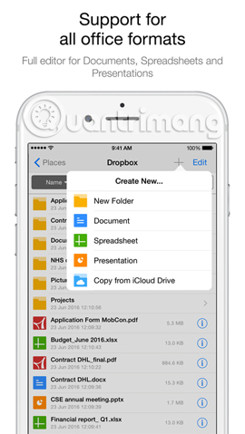 Ứng dụng đọc file Excel trên iPhone/iPad