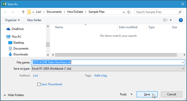 Thay đổi định dạng save file mặc định