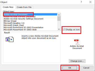 chọn Adobe Acrobat Document