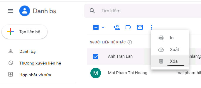 Chọn “Xóa” 