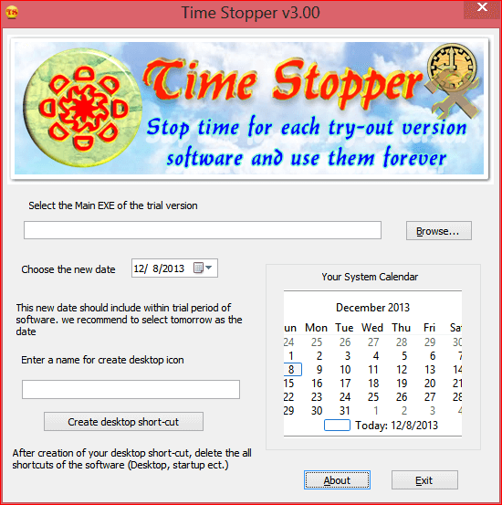 Click vào nút Browse và chọn phần mềm mà bạn muốn bypass thời gian dùng thử