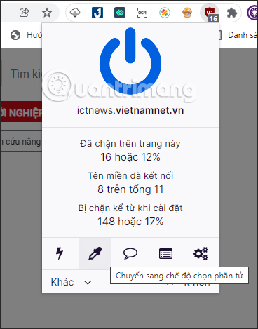 Tùy chọn tiện ích uBlock Origin