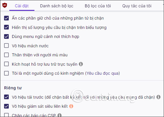 Cài đặt tiện ích uBlock Origin
