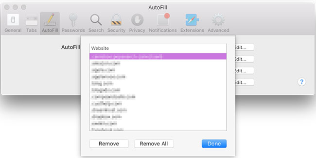 Xóa dữ liệu tự động điền khỏi AutoFill