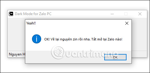 Đã restore Zalo