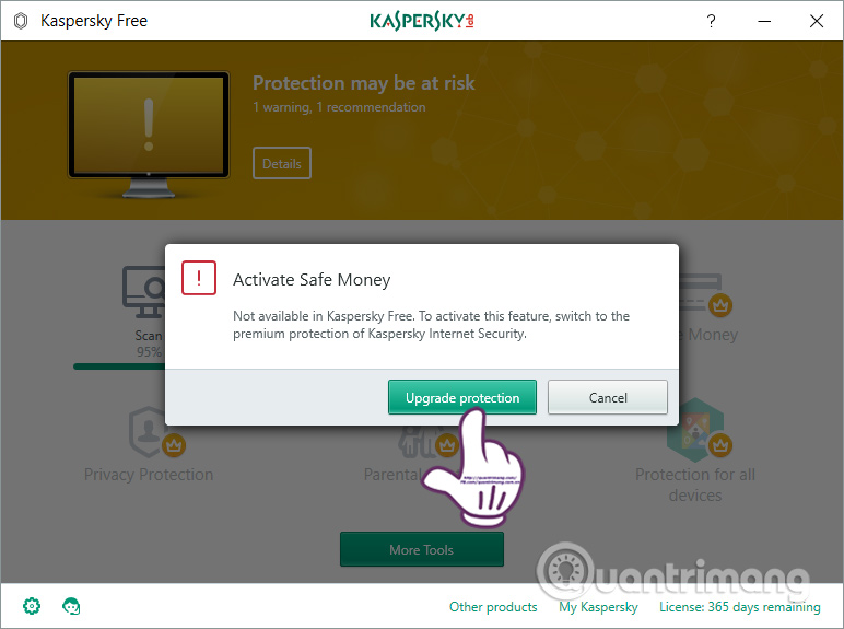 Tính năng nâng cấp trên Kaspersky Free
