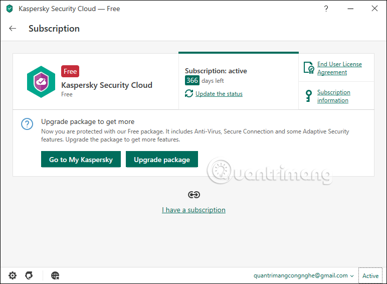Sử dụng 1 năm free Kaspersky Security Cloud