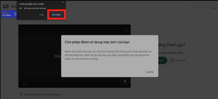 Kiểm tra quyền truy cập camera khi sử dụng Google Meet Kiểm tra quyền truy cập camera khi sử dụng Google Meet