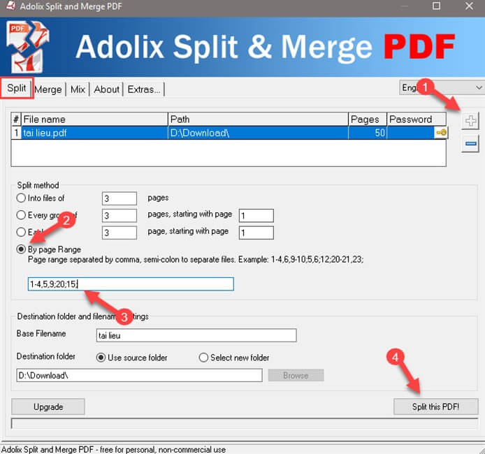 Cách cắt, tách file PDF thành file nhỏ bằng phần mềm Adolix Split and Merge PDF