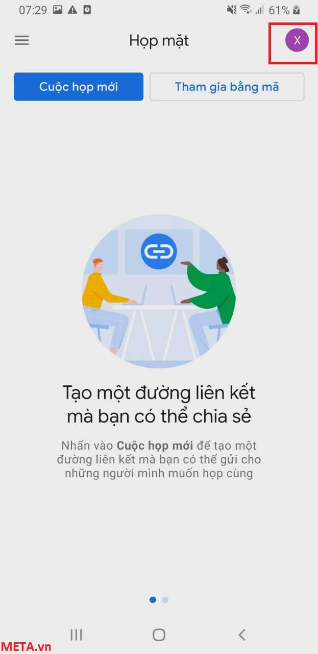 Đổi tên từ ứng dụng Google Meet trên điện thoại