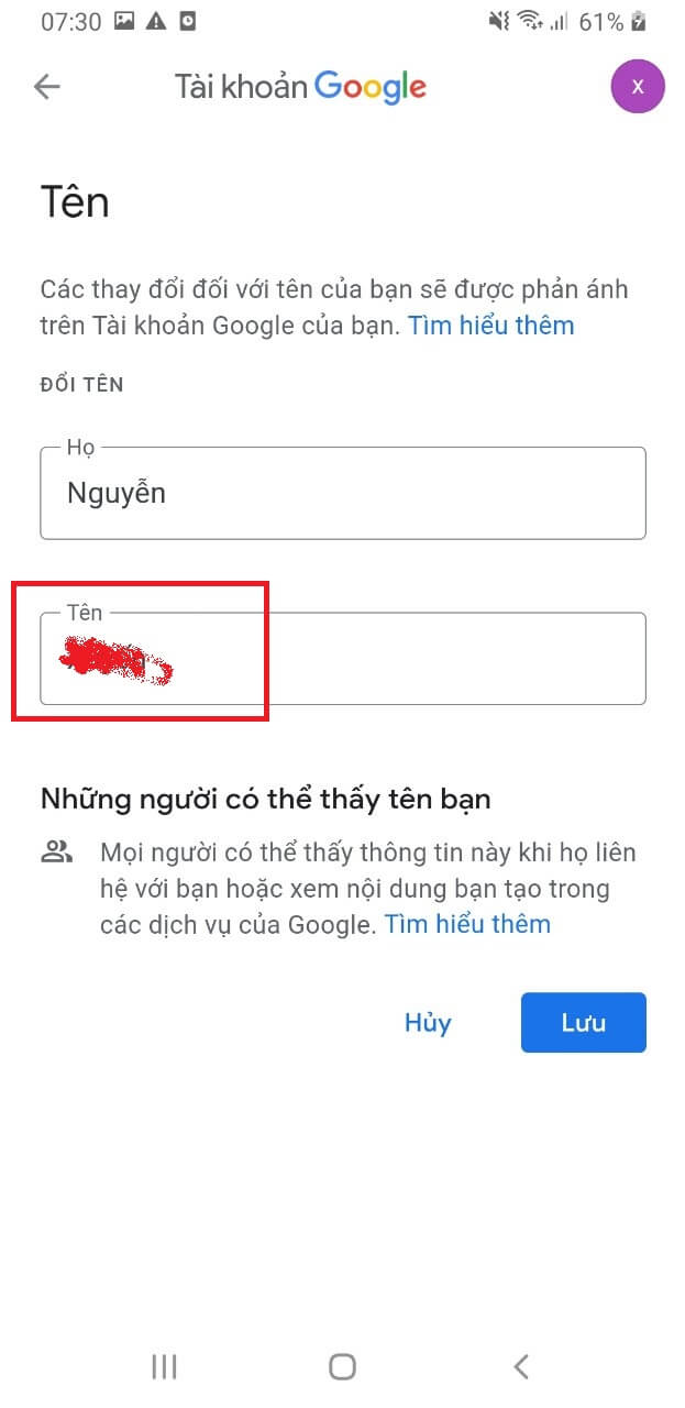 Đổi tên Google Meet trên điện thoại