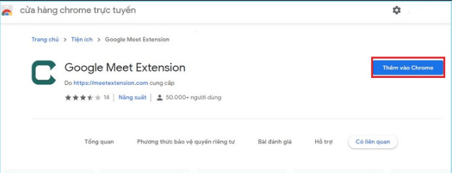 Tải Google Meet thông qua trang Chrome Extension