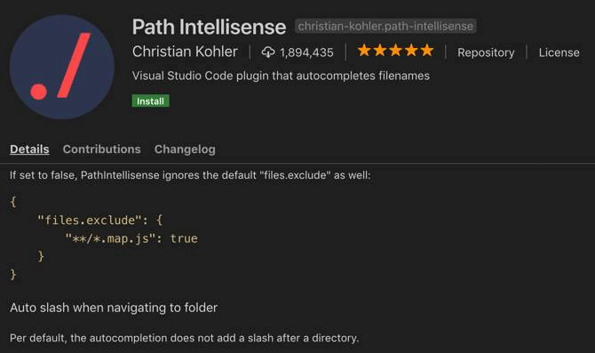 Extension Path Intellisense