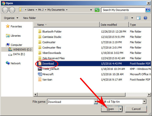 Lựa chọn các file cần ghép từ cửa sổ windows hiện ra -> nhấn “Open”